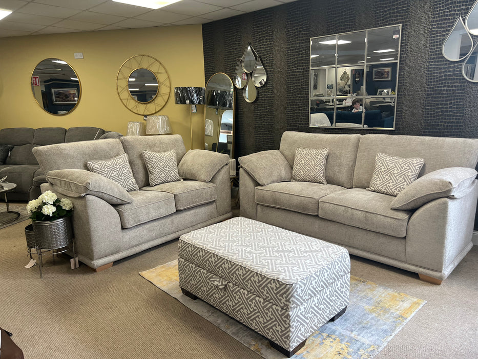 Lucy 3+2+1 Seater Enzo Stone Fabric Sofa