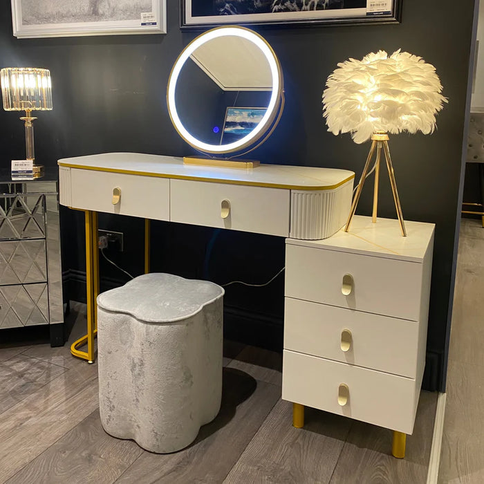 Nadia Off White Dressing Table Stool & Mirror Set