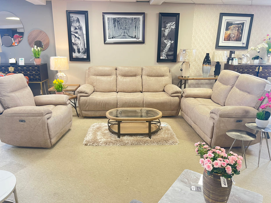 Oslo 3+2+1 Motorised Recliner Sofa Suite | Ecru
