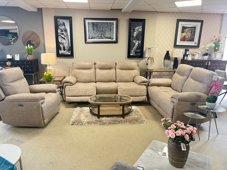 Oslo 3+2+1 Motorised Recliner Sofa Suite | Ecru