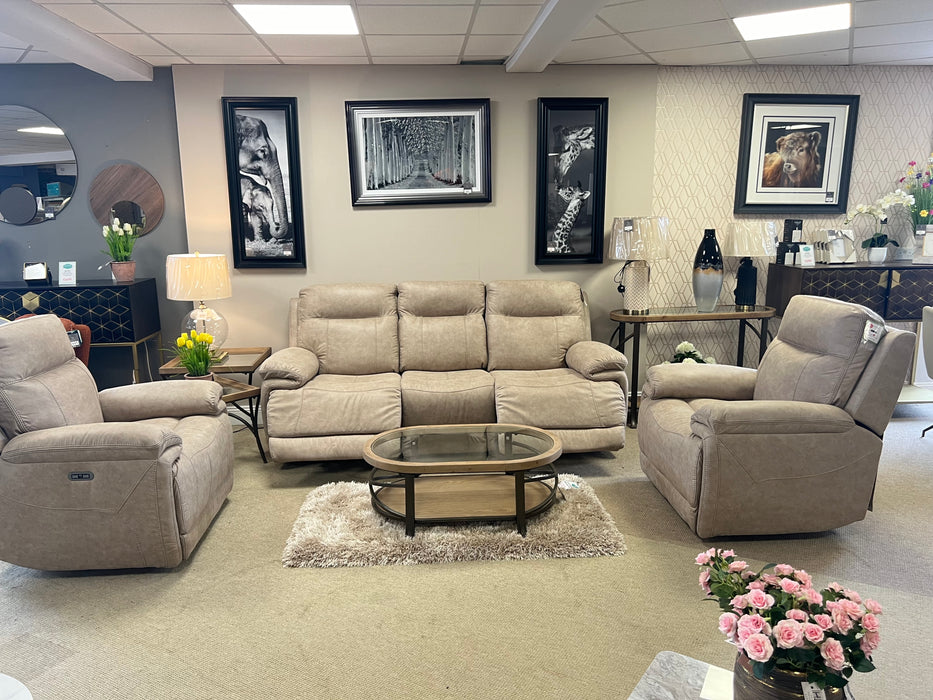 Oslo 3+1+1 Motorised Recliner Sofa Suite | Ecru