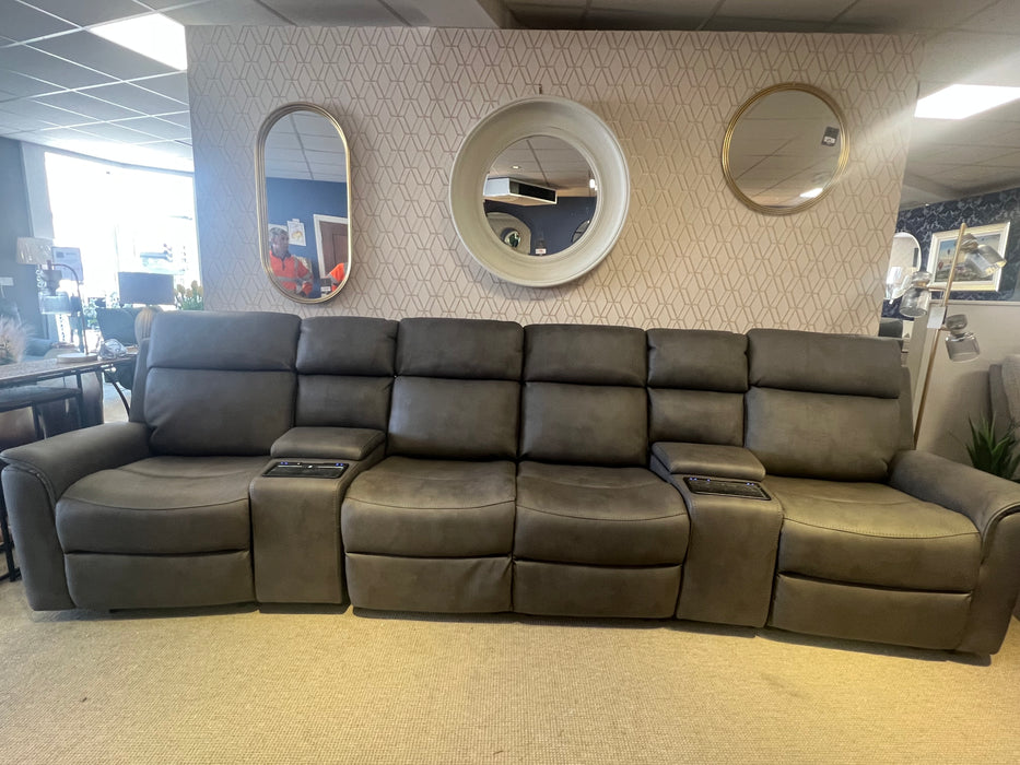 Verona Grey 4 Seater Cinema Motorised / Power Recliner Sofa