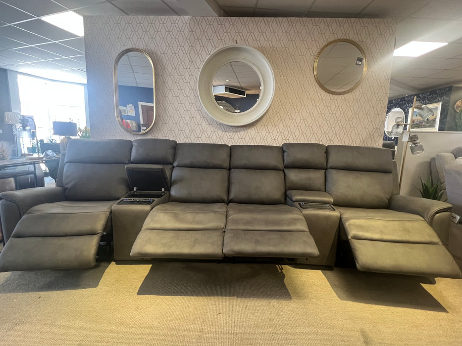 Verona Grey 4 Seater Cinema Motorised / Power Recliner Sofa