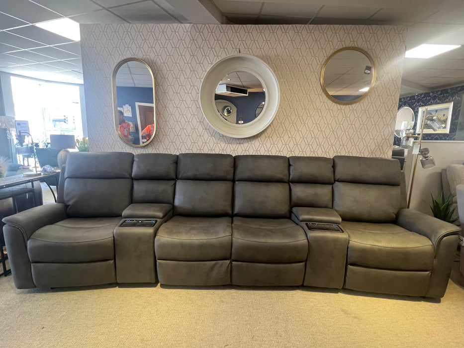 Verona Grey 4 Seater Cinema Motorised / Power Recliner Sofa