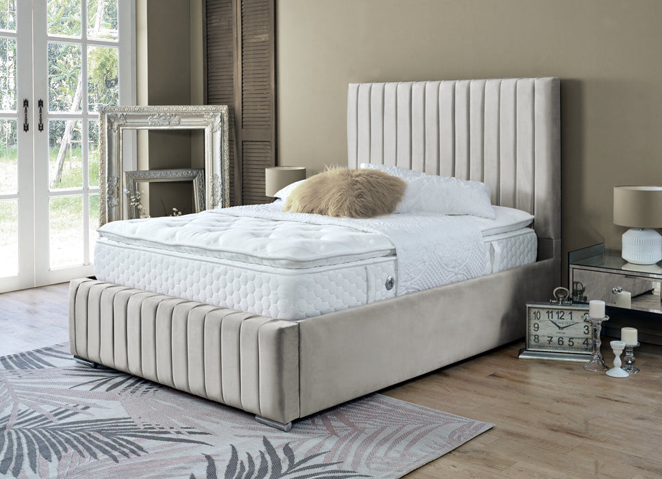 BELLA BEIGE VELVET 4FT BEDFRAME Bed Frame