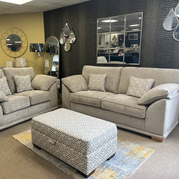3+2 Seater Enzo Stone Fabric Sofa | Lucy Collection