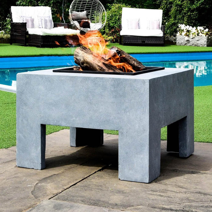 Square Firebowl & Square Console Cement 40cm