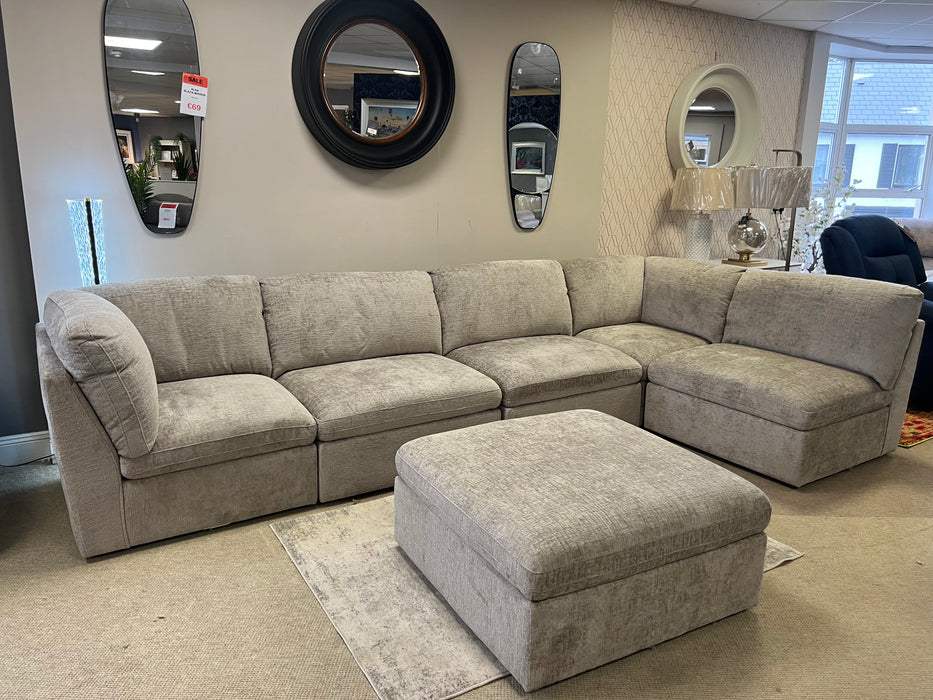 Brandon mushroom 6 piece modular corner sofa