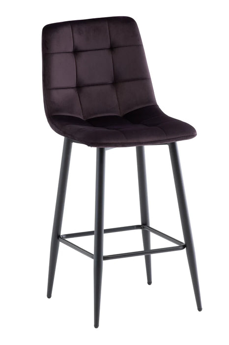 BELLA VELVET BAR STOOL -  Aubergine