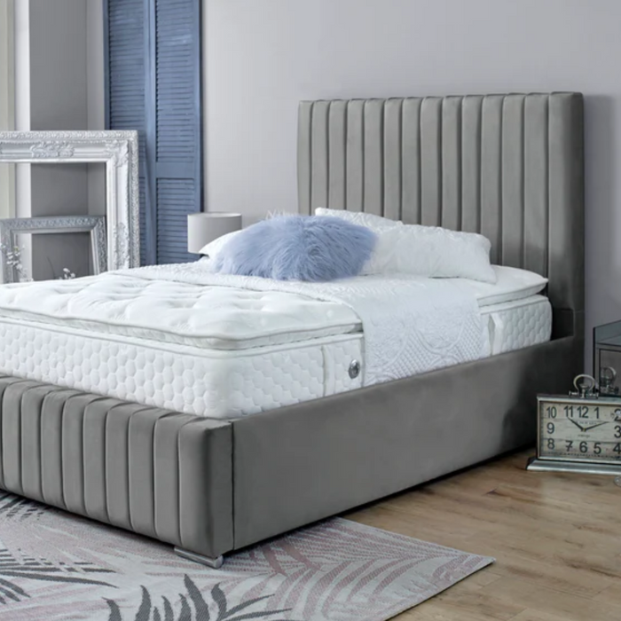 Grey Velvet | Double Ottoman Bedframe | Bella