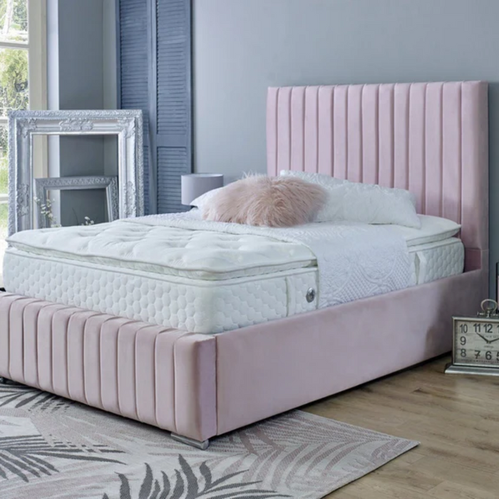 Pink Velvet | Double Ottoman Bedframe | Bella