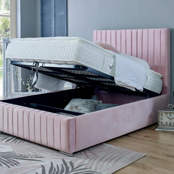 Pink Velvet | Double Ottoman Bedframe | Bella