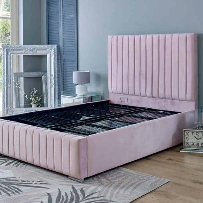 Pink Velvet | Double Ottoman Bedframe | Bella