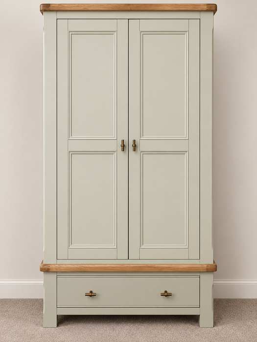 Adare 2-Door Wardrobe with Drawer – Sage Green