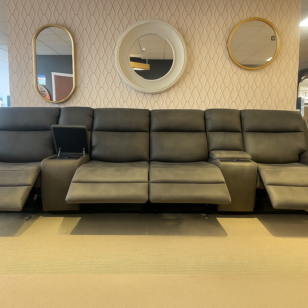 Verona Grey Seater Cinema Motorised Power Recliner Sofa