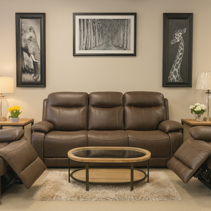 3+1+1 Motorised Reclining Sofa Suite | Chocolate Colour | Oslo Collection