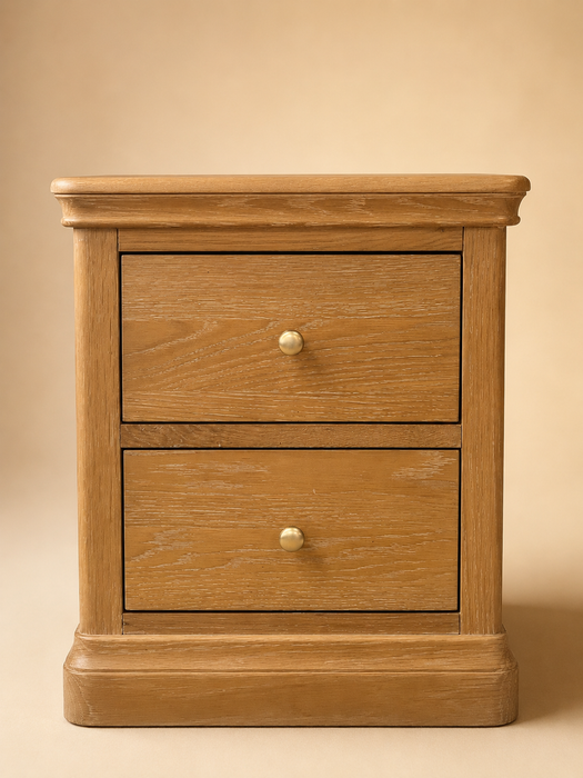 Toulouse Solid Oak 2 Drawer Bedside Locker