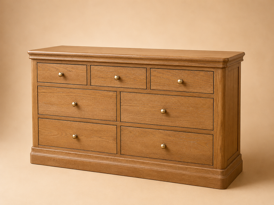 Toulouse Solid Oak 7 Drawer Wide Chest