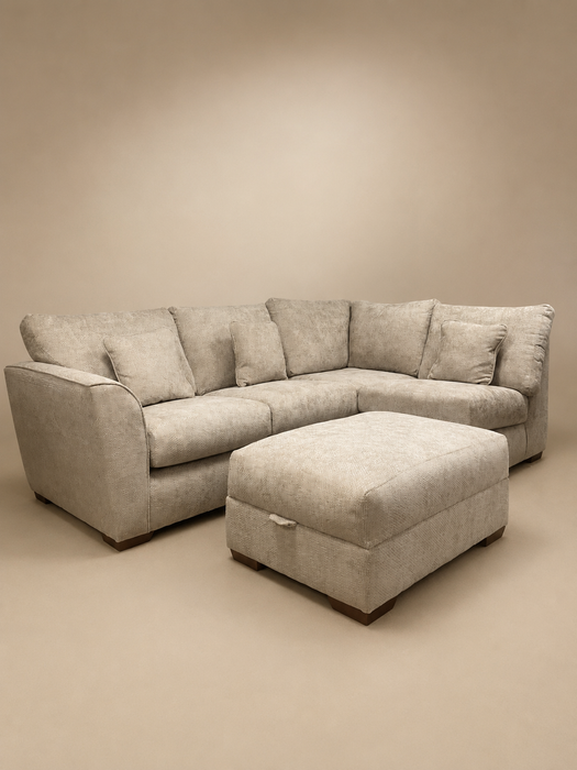 Amy Corner Sofa with Ottoman Pouffe (Display Model)