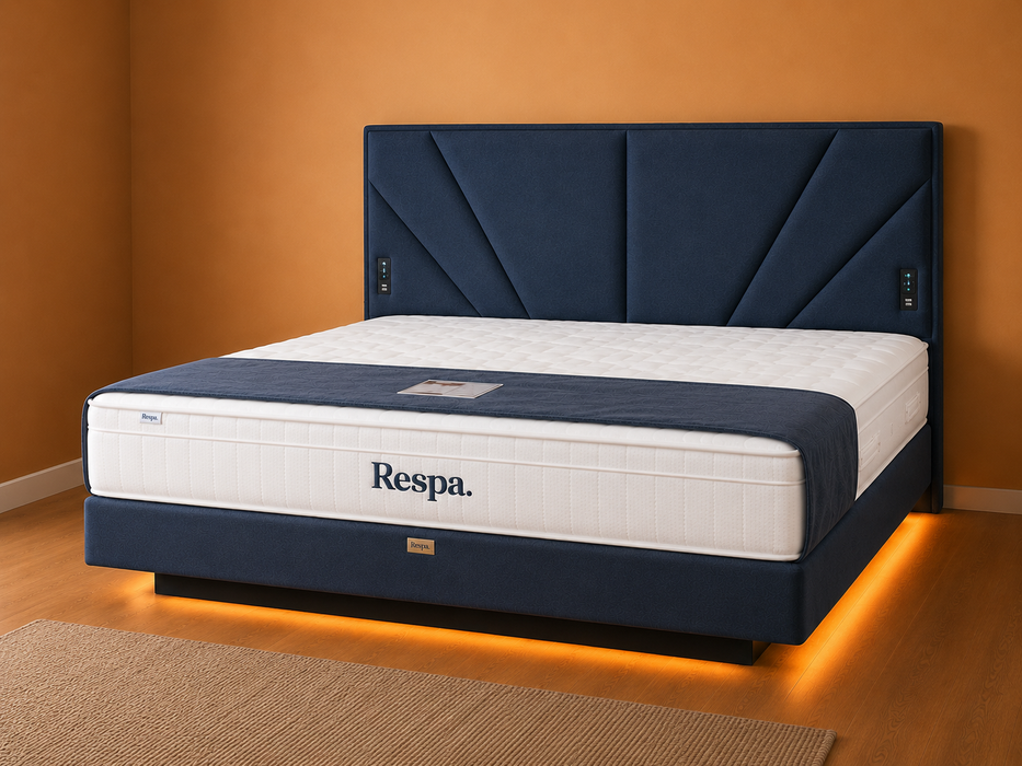 Respa Small Double Illuminating Floating Divan with Sunrise Headboard