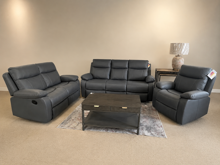 3+2+1 Seater Postiano Dark Grey Manual Reclining  Sofa Suite