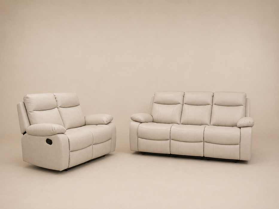3+2 Seater Positano Beige Manual Recliner Sofa Suite