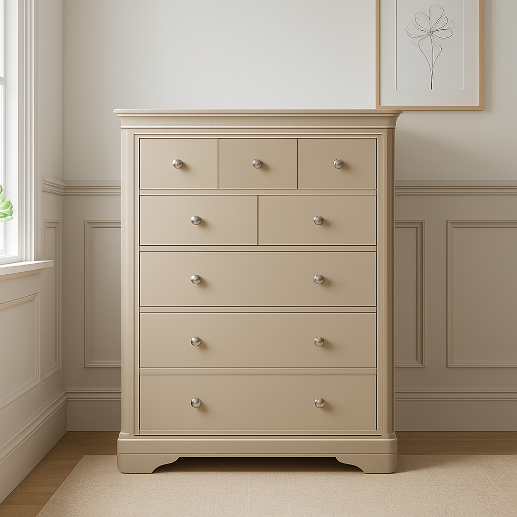 8 Drawer Tall Chest | Taupe Color | Mabel Bone Collection