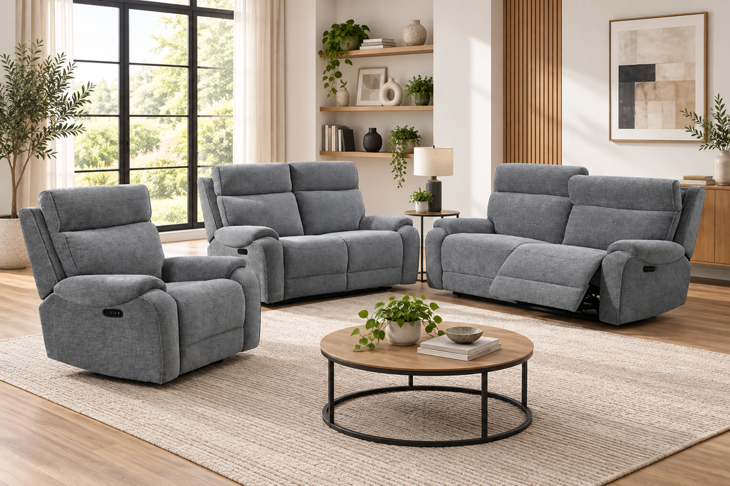 Newgrange 3+2+1 Power Recliner Suite – Dove Grey