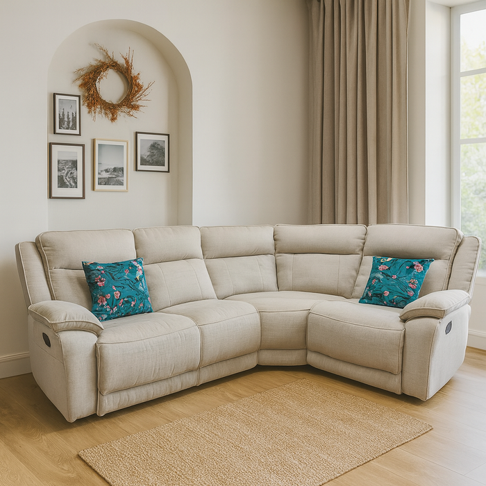Manual Recliner Corner Sofa | Biscuit Colour | Arizona Collection