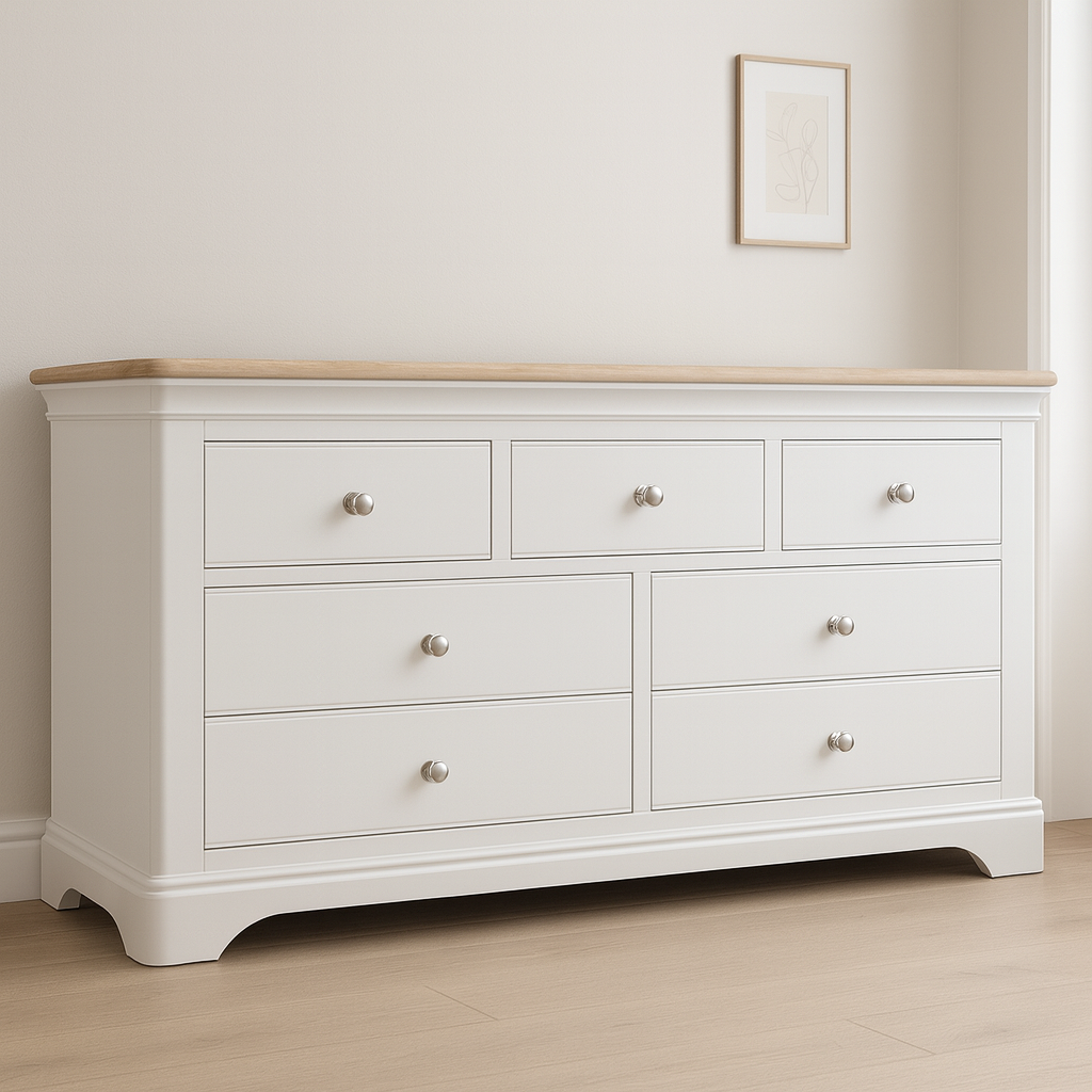 Wide Chest Of Drawers | Santorini Collection | Oak Finish