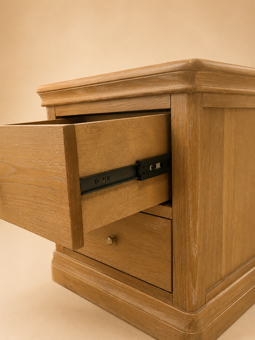 Toulouse Solid Oak 2 Drawer Bedside Locker