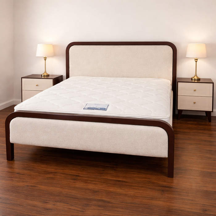 Octavia Soft Linen Bedframe | Walnut Colour