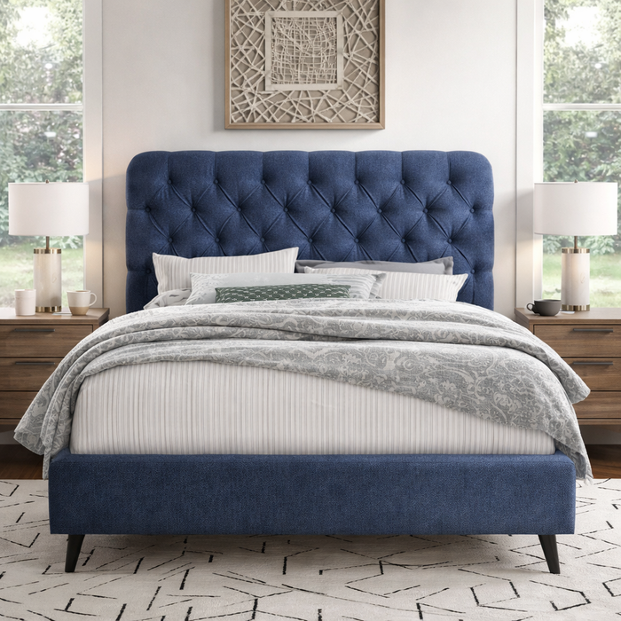 Alice Bedframe Dark Blue Button Back