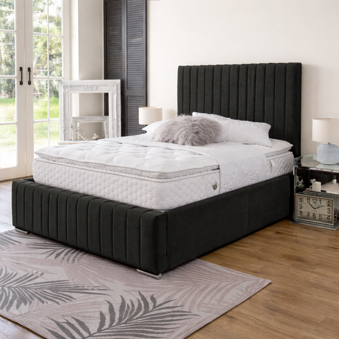 Naples Black - Bella Velvet Ottoman Bedframe