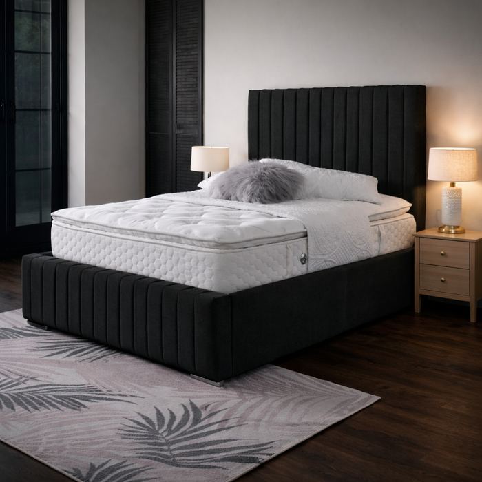 Naples Black - Bella Velvet Ottoman Bedframe