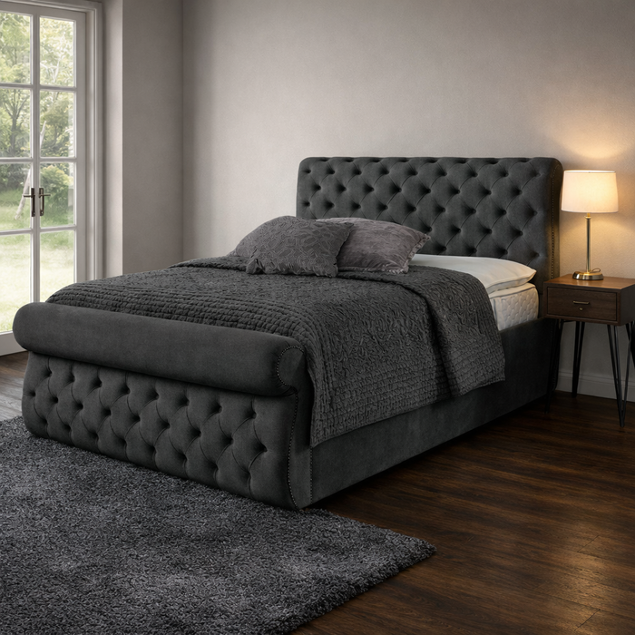 Naples Black - Swan Velvet Bedframe