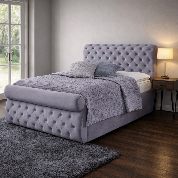 Grey - Swan Velvet Bedframe