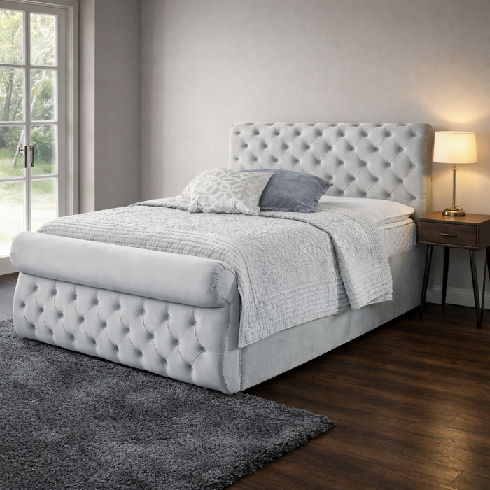 Silver - Swan Velvet Bedframe