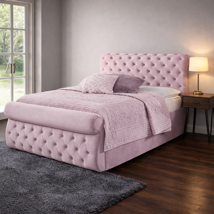 Pink Swan Velvet Bedframe