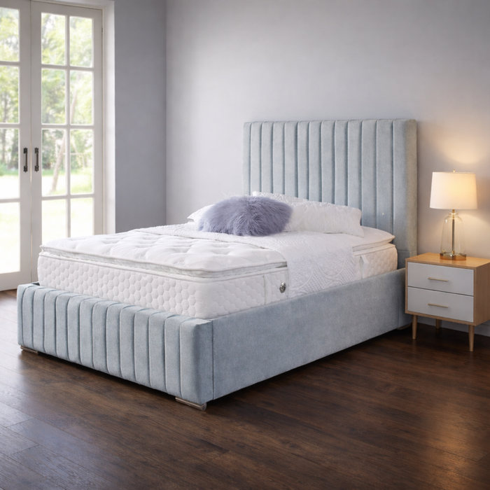 Naples Silver - Bella Velvet Ottoman Bedframe