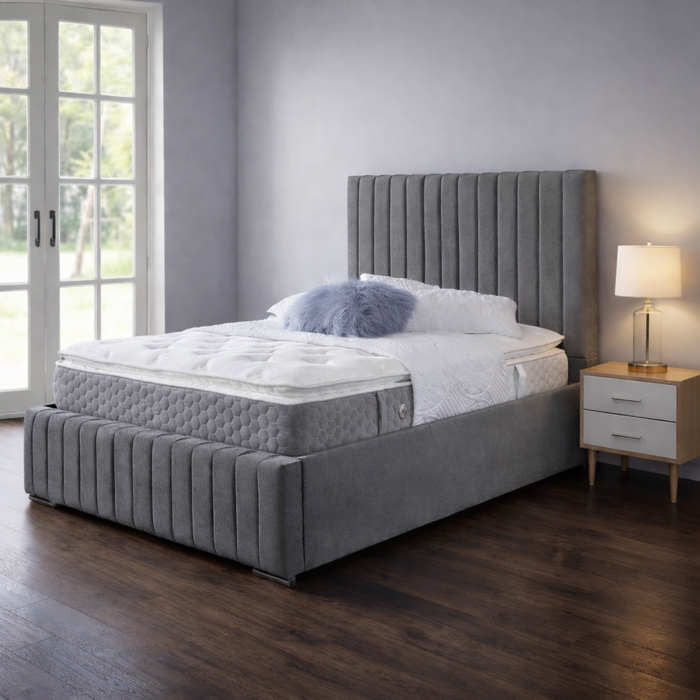 Bella Naples Grey Double Ottoman Bedframe