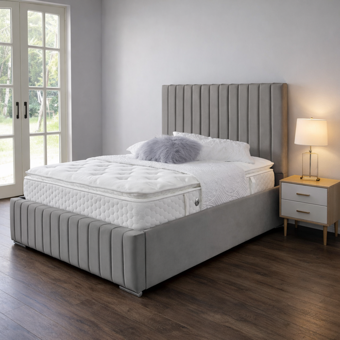 Grey - Bella Velvet Ottoman Bedframe