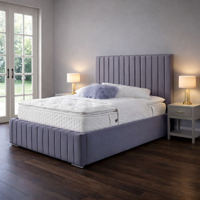 Steel Color - Bella Velvet Ottoman Bedframe