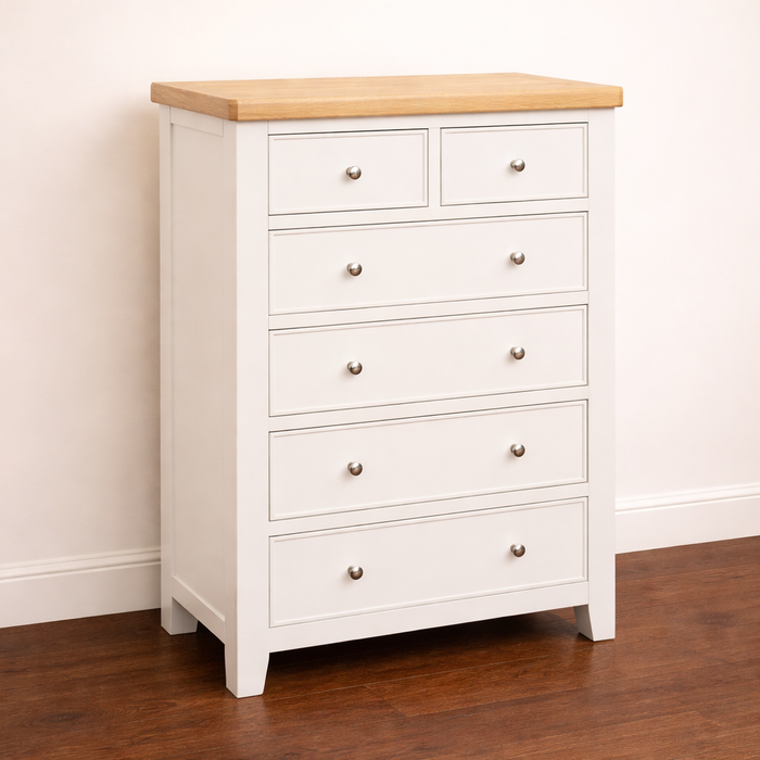 Maya Tall Oak Finish Chest With 6 Drawer