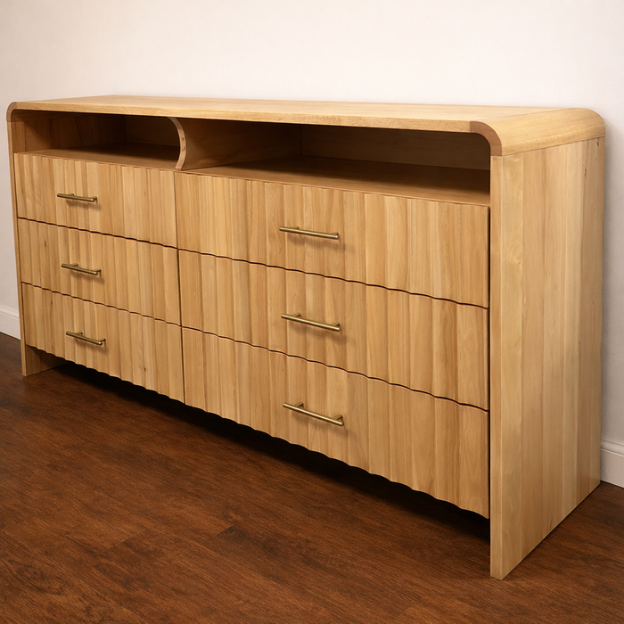 Riveo Wide Dressing Chest With 6 Drawer |  Oak Veneered