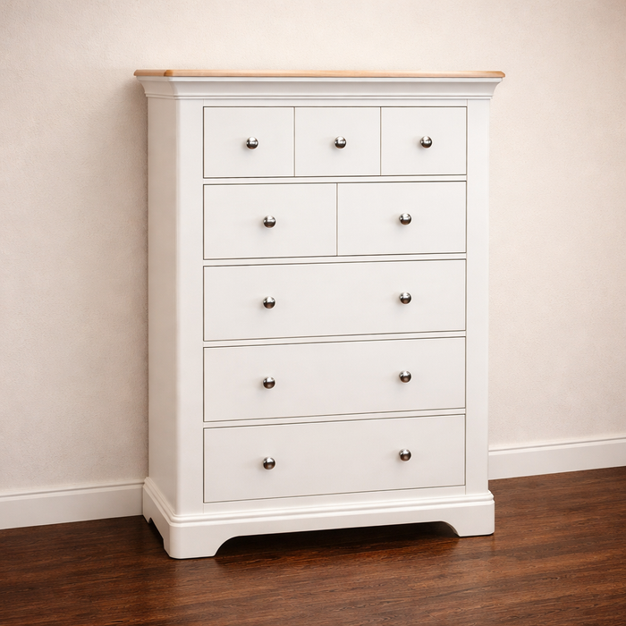 Santorini Tall Oak Finish Chest With 8 Drawers