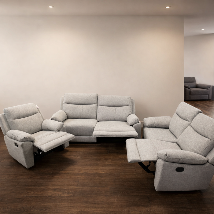Mallow 6 Seater Silver Manual Reclining Sofa Suite Set
