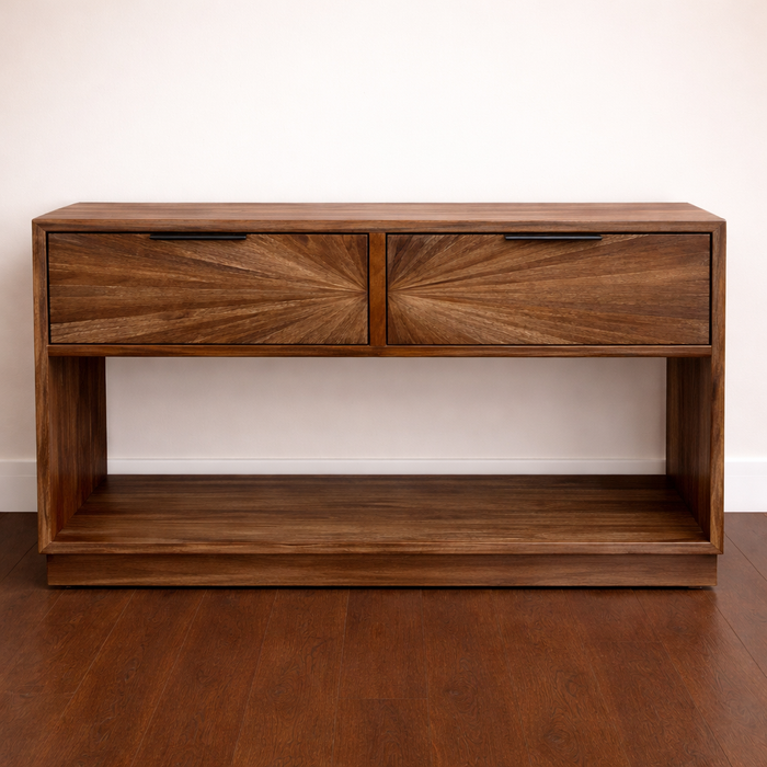 Ray 2 Drawer Console Table – Teak Finish