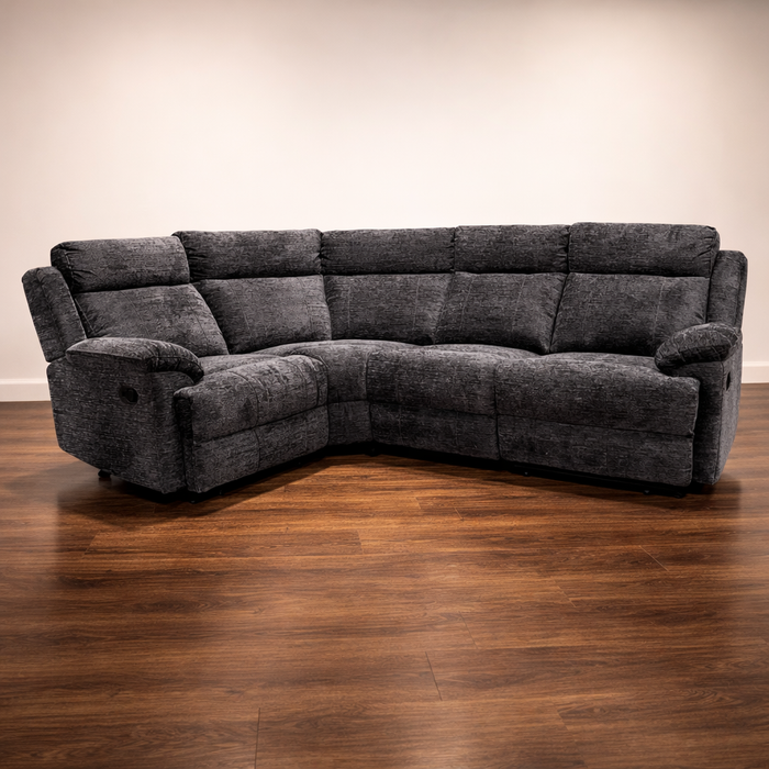 Chicago Dark Grey Small Corner Manual Recliner Suite | 5 Seater