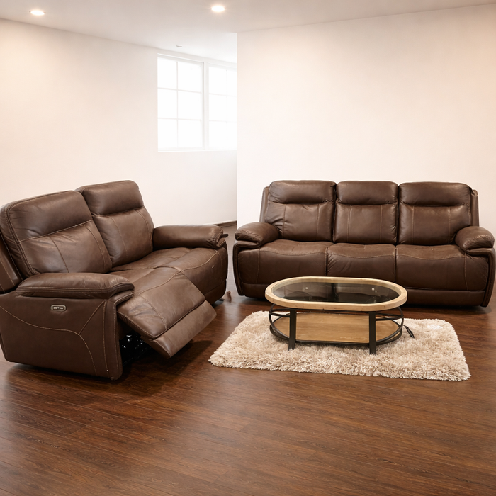 5 Seater Oslo Chocolate Color Power Recliner Sofa Suite